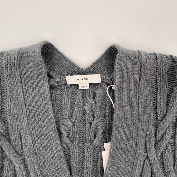 Vince Interlocking Cable Knit Cardigan Size XS Merino Wool Cashmere Sweater - Picture 11 of 14